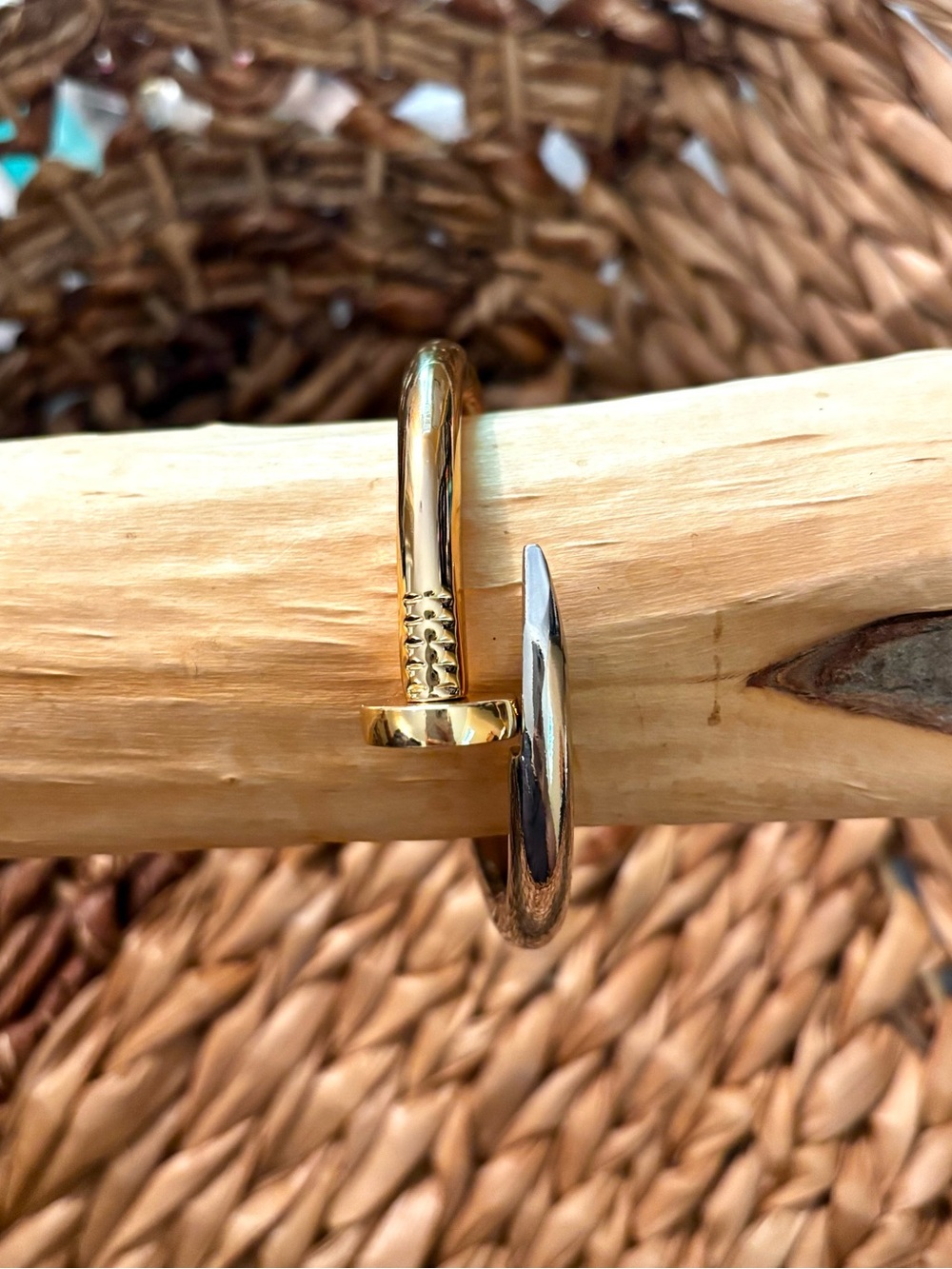 Metal Nail Bangle Two-toned silver and gold